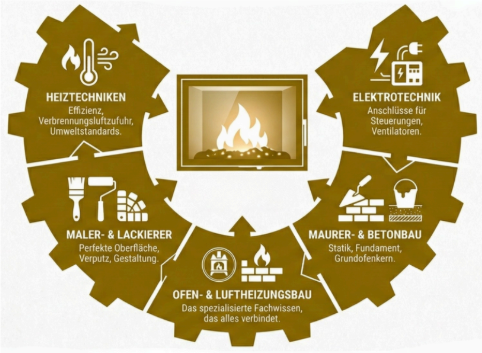 Gewerke Diagramm - Ein Kamin, Viele Gewerke